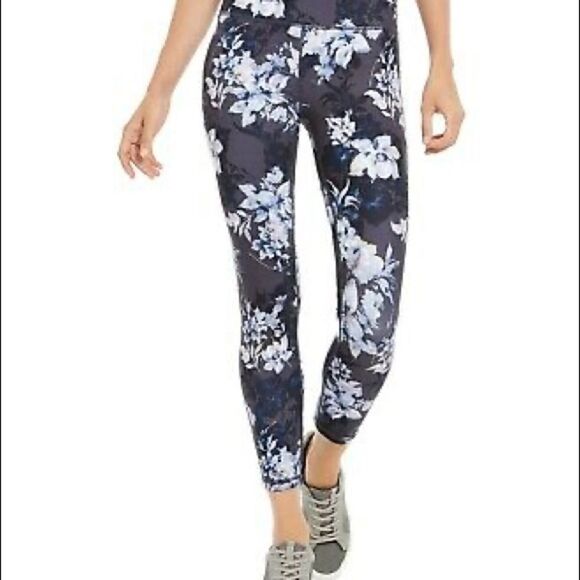 NWT Ideology Floral Flower Printed Leggings Mesh - Picture 1 of 8
